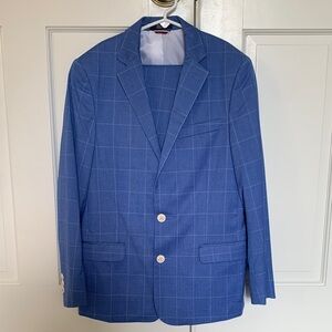 Tommy Hilfiger Blue Windowpane Suit with Pants